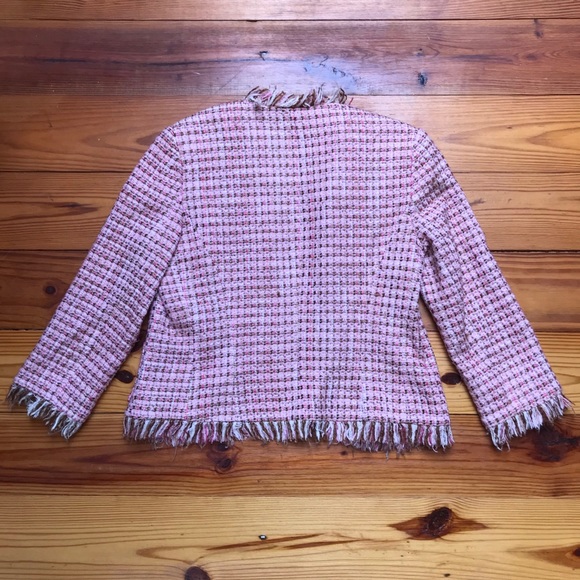 Aqua Pink Tweed Fringe Jacket, EUC, S - Picture 13 of 14